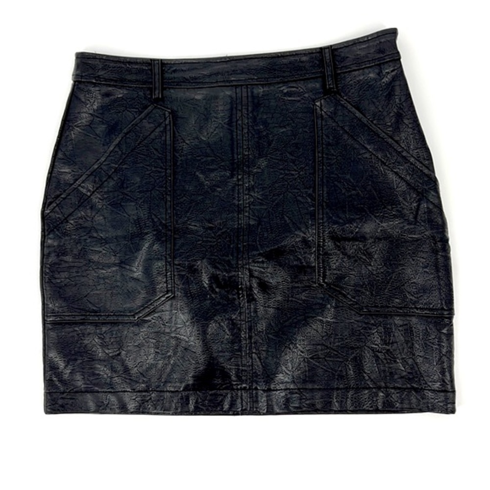 STELLA LUCE FAUX LEATHER BLACK SZ M SKIRT